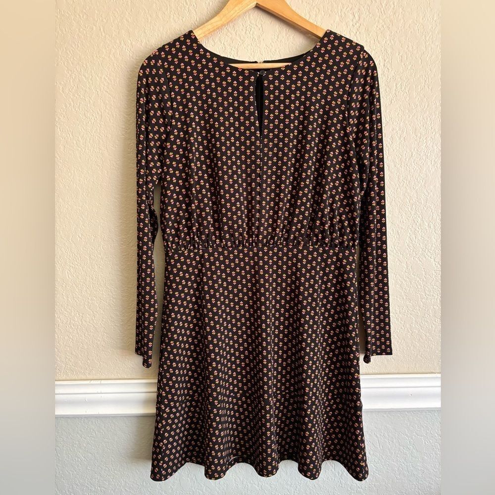 LOFT Black Floral Blousen Dress Petite Size 4